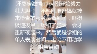 汗蒸房激情papa刚开始努力壮大胆子，不料刚准备搞就被来检查的服务员看到了，吓得极速拔吊，缓和了好大一会才重新硬起来。然后就是学姐的单人表演时间，老弟不用动学姐全自动